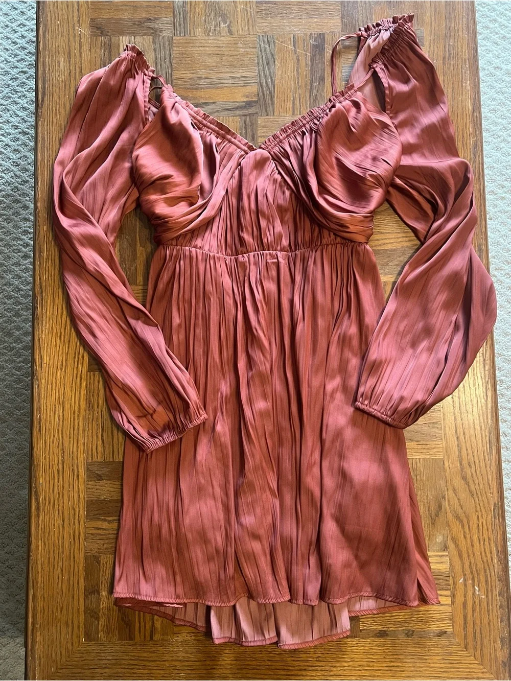 Anthropologie Shirred Cutout Mini Dress - Picture 4 of 6